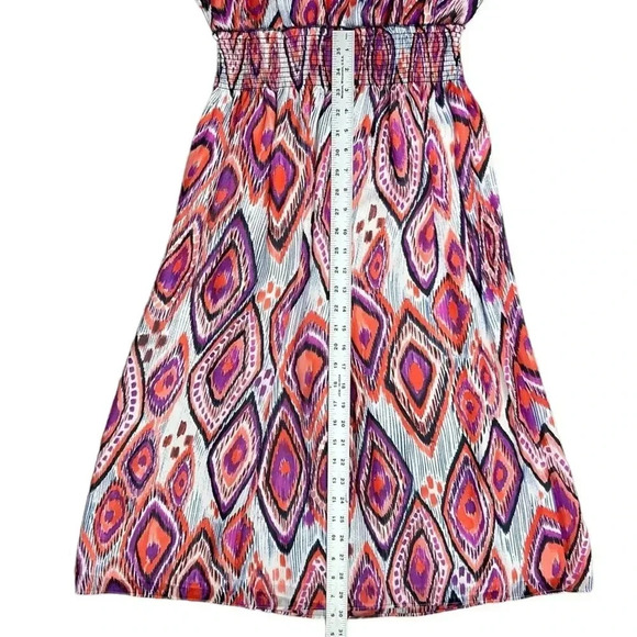 TRINA TURK Smocked Midi Dress sz 8 Multicolor Sleeveless Chiffon Lined Sunset - Picture 6 of 9